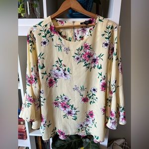 Lily Morgan Floral Blouse with Flare Sleeves